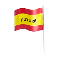 Banderín de España Saraik 29,5 × 20 cm con mástil de poliéster 170T, vista lateral