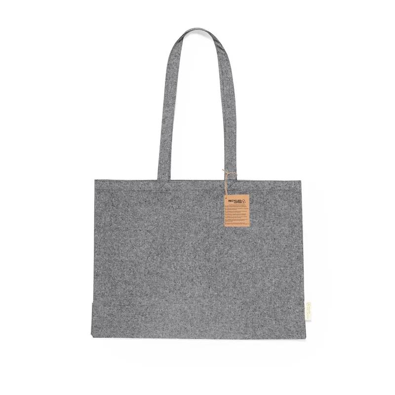 Bolsa de algodón reciclado Framos 240 g con fuelle en negro de algodón reciclado 240 g/ m2, vista frontal
