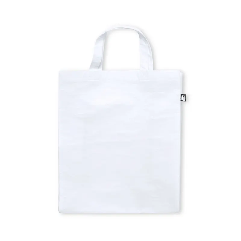 Bolsa de RPET Okada laminado 110 g con fuelle en blanco de poliéster RPET laminado, vista frontal