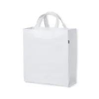 Bolsa de RPET Okada laminado 110 g con fuelle de poliéster RPET laminado, vista lateral