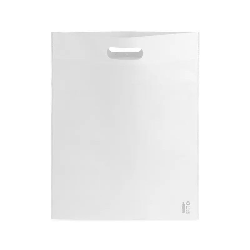 Bolsa non woven de RPET Dromeda 70 g con asas troqueladas en blanco de non-Woven RPET, vista frontal