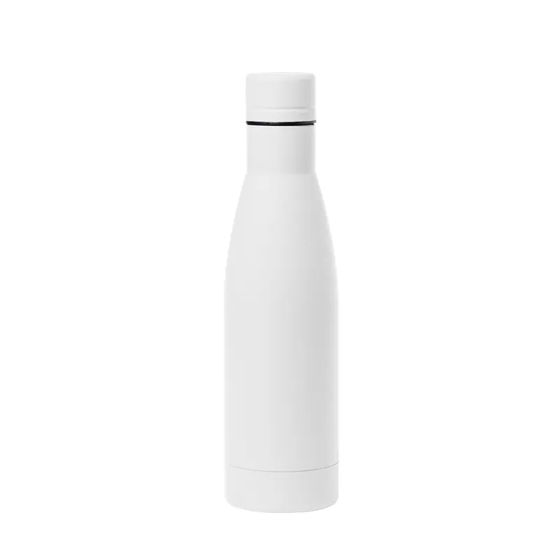 Bidón de acero Garthix tacto goma 700 ml en blanco de acero inox, vista frontal