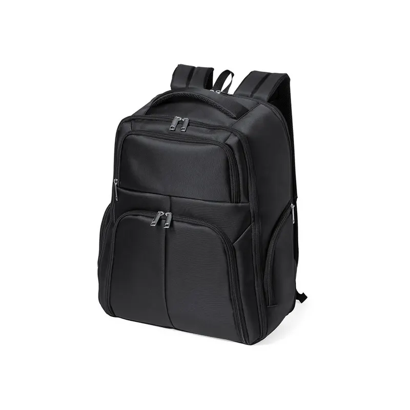 Mochila de nylon Mauroz 600D 17 pulgadas 5 bolsillos en negro de nylon 600D, vista frontal