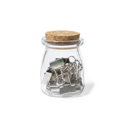 Portaclips de cristal con tapón de corcho personalizable