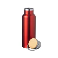 Botella térmica de acero Naxel 500 ml tapón bambú y asa de acero inox/ bambú, vista lateral