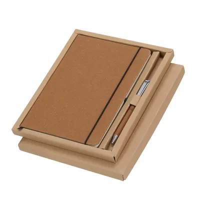 Set bloc y bolígrafo de cuero reciclado Nauthax personalizable