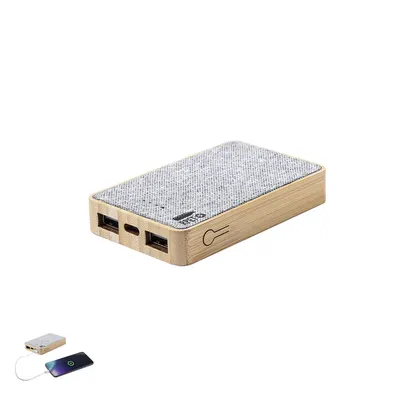 Batería externa de bambú y RPET Bralty 5.000 mAh personalizable