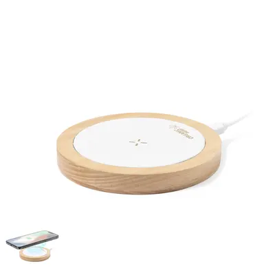 Cargador inalámbrico de madera Kuzgal y cáñamo 15 W personalizable