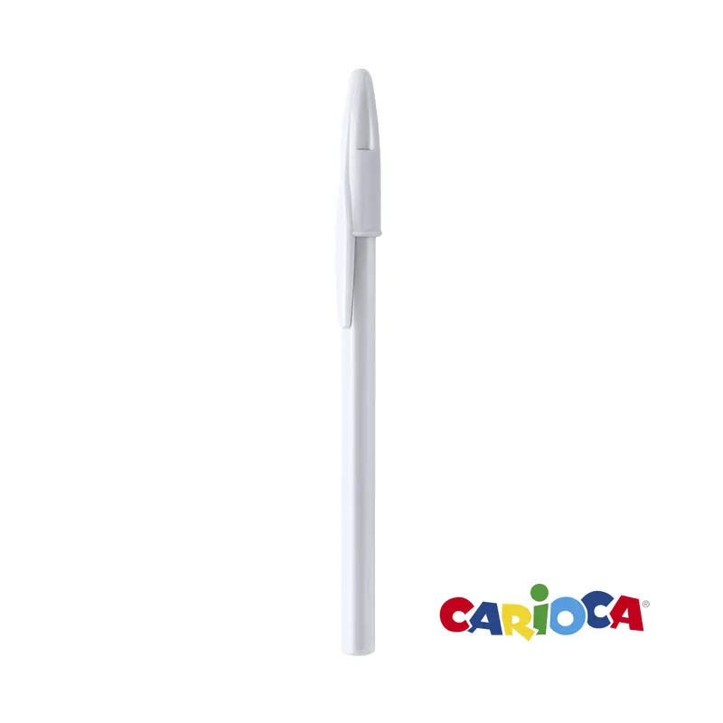 Bolígrafo Universal con capuchón tinta azul en blanco, vista frontal