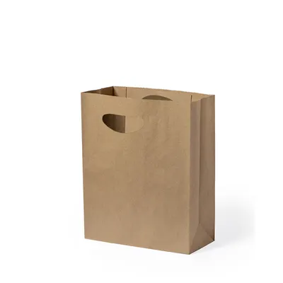 Bolsa de papel reciclado 80 g con asa troquelada personalizable