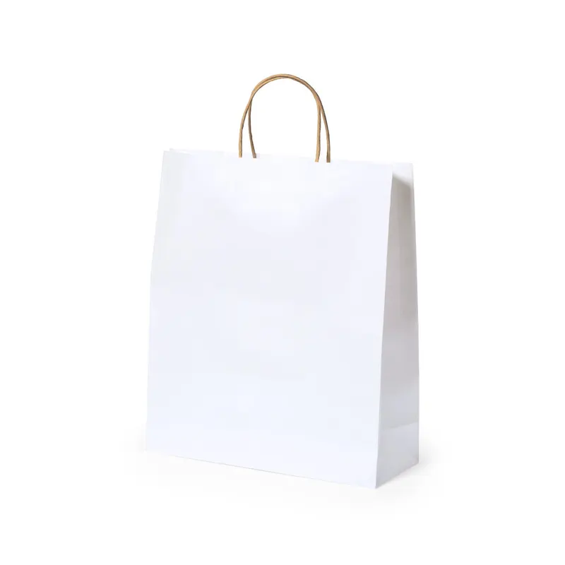 Bolsa de papel Cynthia blanco 100 g con fuelle y 8 kg en blanco de papel 100 g/ m2, vista frontal