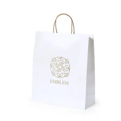 Bolsa de papel blanco 100 g con fuelle y 8 kg personalizable