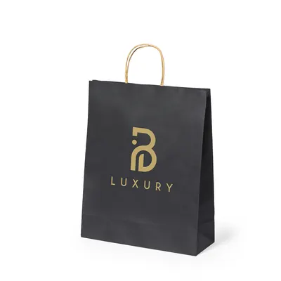 Bolsa de papel negro 100 g con fuelle personalizable