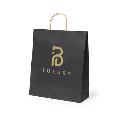 Bolsa de papel negro 100 g con fuelle y 8 kg personalizable