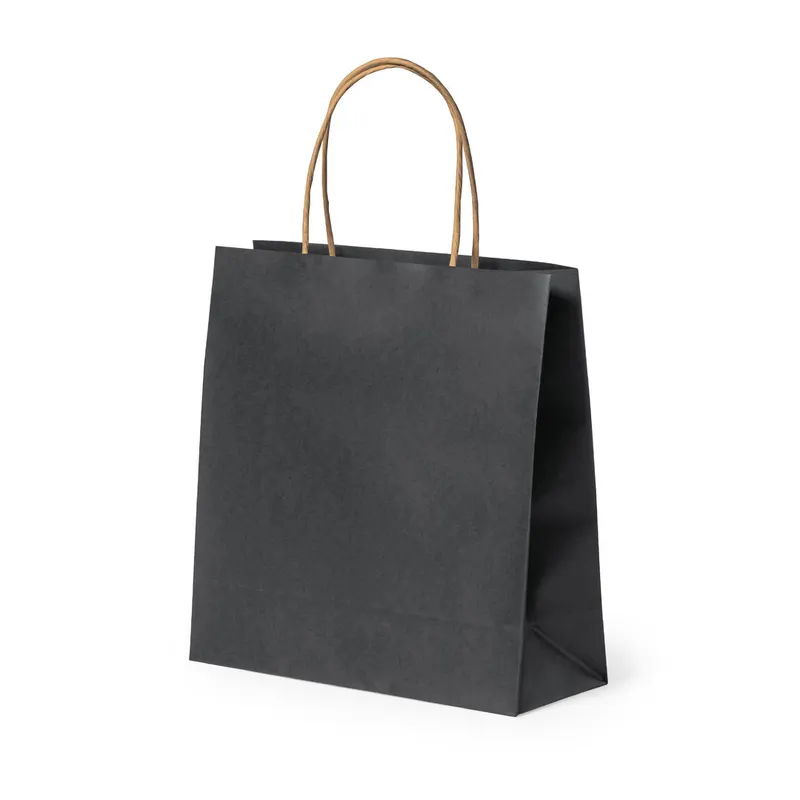 Bolsa de papel Fortis negro 100 g con fuelle en negro de papel 100 g/ m2, vista frontal