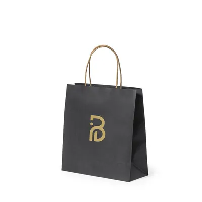 Bolsa de papel negro 100 g con fuelle personalizable