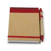 Libreta de anillas cartón reciclado Ecocard con bolígrafo de cartón reciclado, vista lateral