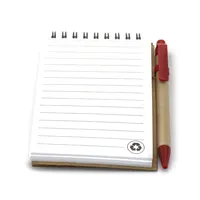 Libreta de anillas cartón reciclado Ecocard con bolígrafo de cartón reciclado, detalle 1