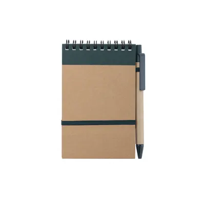 Libreta de anillas cartón reciclado Ecocard con bolígrafo personalizable