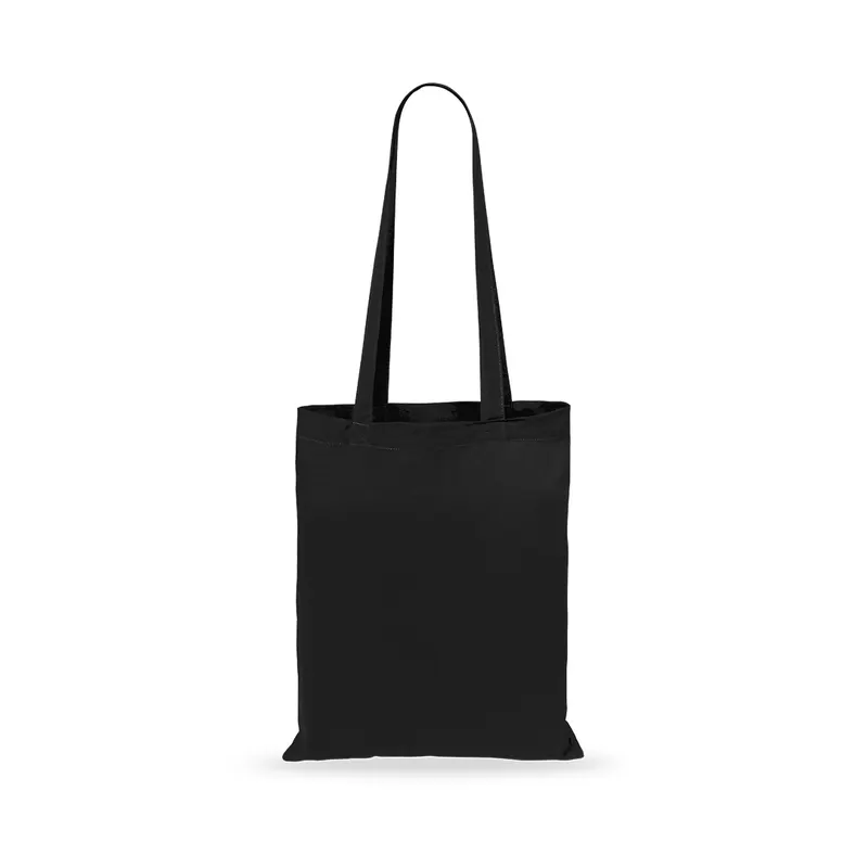 Bolsa de algodón Geiser 105 g con asas largas 70 cm en negro de algodón 105 g/ m2, vista frontal
