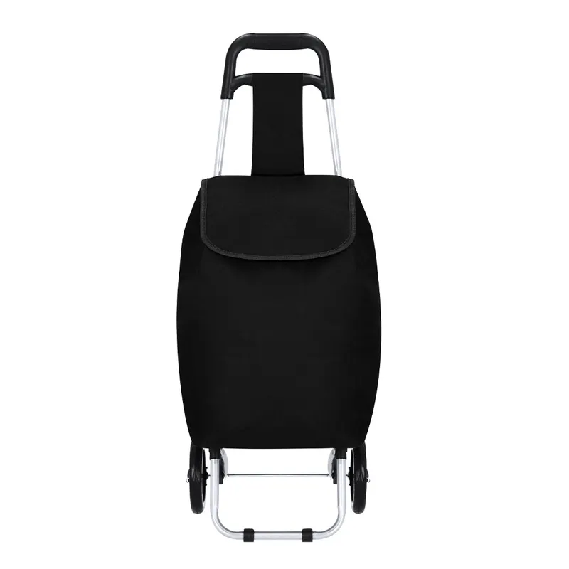 Carro de compra plegable poliéster Max 600D en negro de poliéster 600D, vista frontal