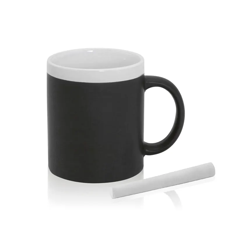 Taza de cerámica Colorful 350 ml pizarra con tiza en blanco de cerámica, vista frontal