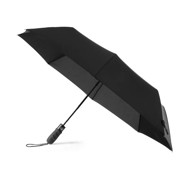 Paraguas plegable automático Ø Elmer 98 cm con funda en negro de pongee 190T, vista frontal