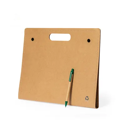 Carpeta de cartón reciclado Kelem con asas y notas personalizable