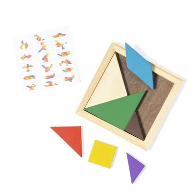 Puzzle tangram de madera multicolor personalizable