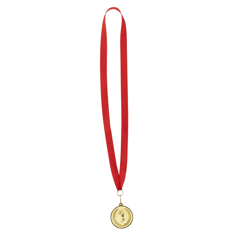 Medalla metálica Corum con cinta bandera de España en rojo/oro de metal/ poliéster, vista frontal