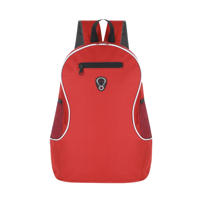 Mochila de poliéster Humus 600D con salida de auriculares en rojo de poliéster 600D, vista frontal