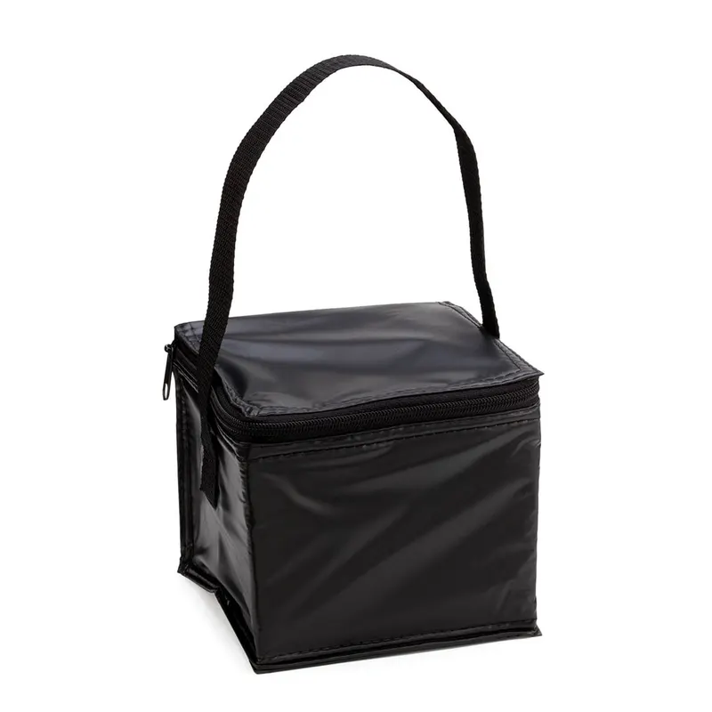Nevera de PVC Tivex para 4 latas con cremallera en negro de PVC/ aluminio, vista frontal