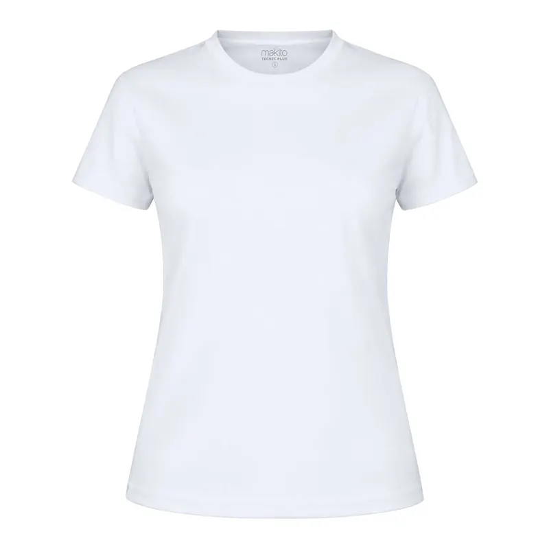 Camiseta técnica de poliéster 135 g mujer en blanco de 100% poliéster 135 g/ m2, vista frontal