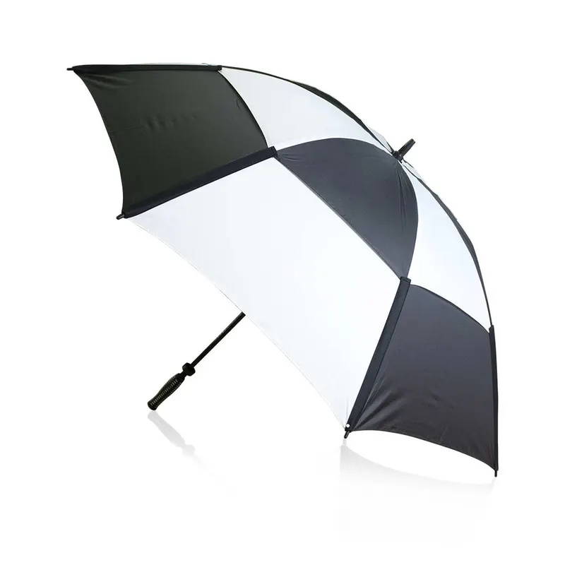 Paraguas de golf Budyx 135 cm apertura manual en negro/blanco de pongee 190T, vista frontal