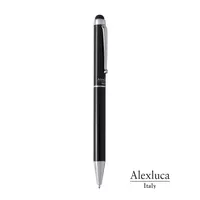 Bolígrafo puntero metálico negro Salend con estuche de aluminio, vista frontal