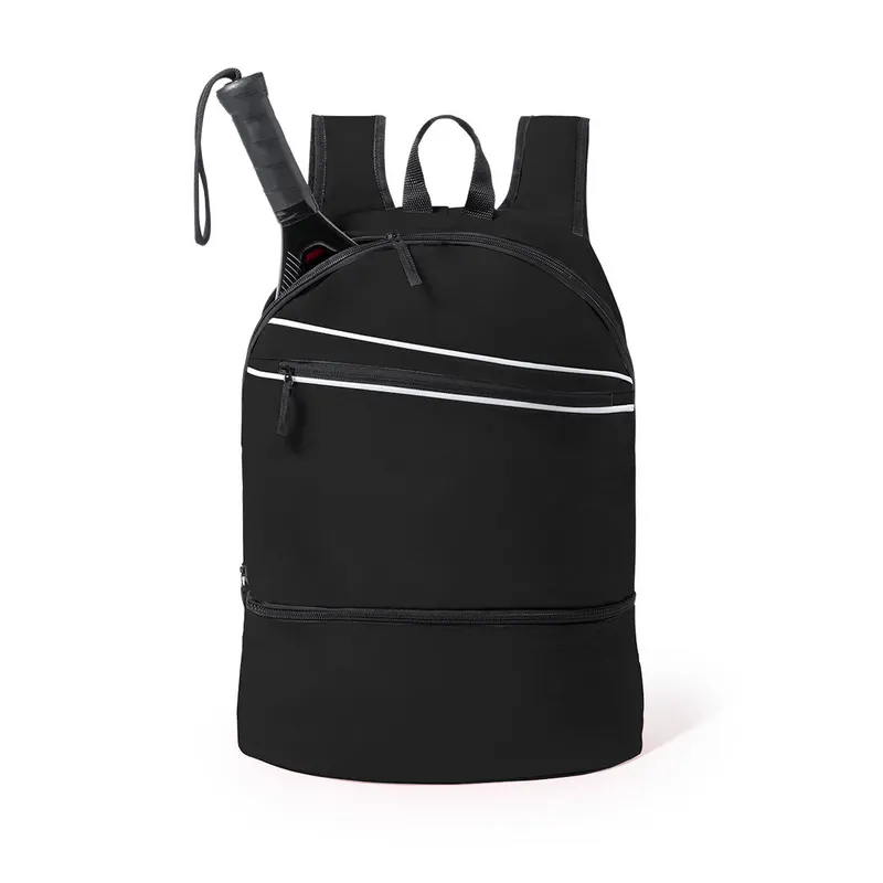Mochila Dorian 600D con compartimento para calzado en negro de poliéster 600D, vista frontal