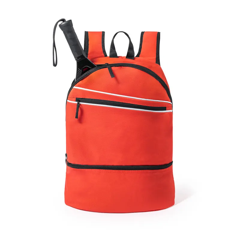 Mochila Dorian 600D con compartimento para calzado en rojo de poliéster 600D, vista frontal