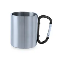 Taza de acero Bastic 220 ml asa mosquetón de acero inox, vista frontal