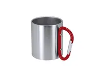 Taza de acero Bastic 220 ml asa mosquetón de acero inox, vista lateral