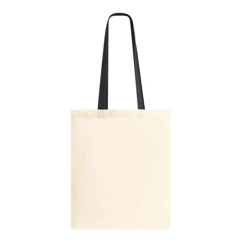 Bolsa de algodón Fuzox 105 g natural con asas de color en negro de algodón 105 g/ m2, vista frontal
