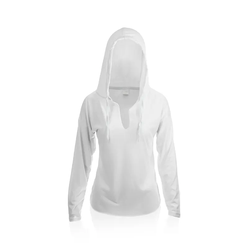 Camiseta manga larga Yuk con capucha 160 g en blanco de TC, vista frontal
