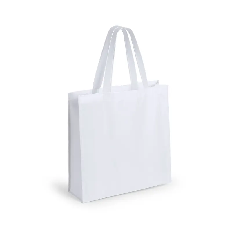 Bolsa non woven laminado Natia 110 g mate con fuelle en blanco de non-Woven laminado, vista frontal