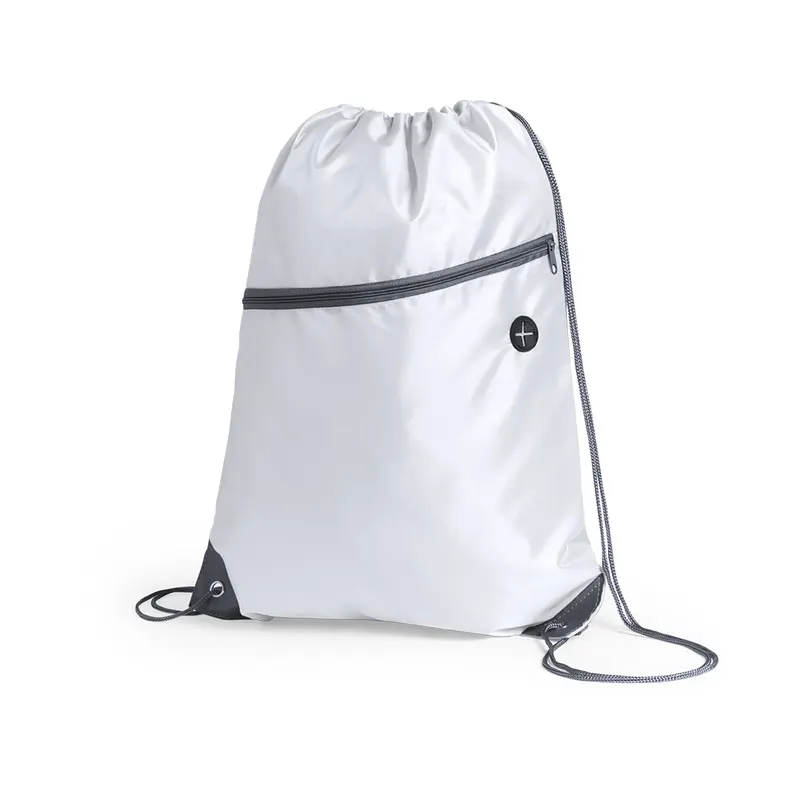 Mochila de cuerdas poliéster Blades 210D con bolsillo en blanco de poliéster 210D, vista frontal