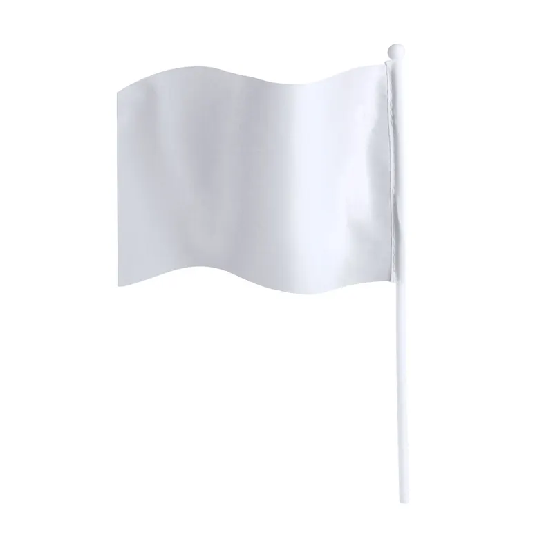 Banderín de poliéster Rolof con mástil de 30 cm en blanco de poliéster 170T, vista frontal