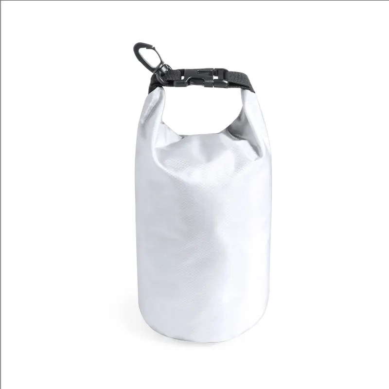 Bolsa impermeable ripstop Kinser 2,3 l con mosquetón en blanco de ripstop, vista frontal