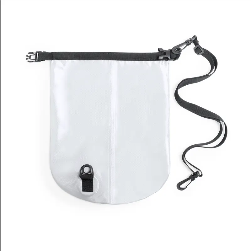 Bolsa impermeable ripstop Tinsul 9 l con bandolera en blanco de ripstop, vista frontal