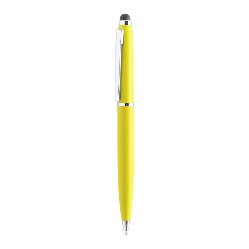 Bolígrafo puntero metálico giratorio Walik en amarillo de metal, vista frontal