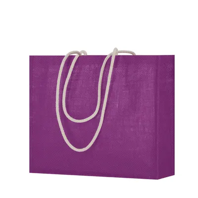 Bolsa de yute Hintol con fuelle y asas de algodón 70 cm personalizable