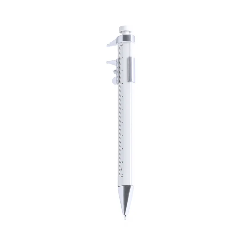 Bolígrafo Contal con regla integrada de 10 cm en blanco, vista frontal