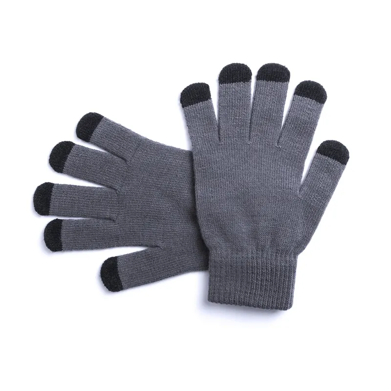 Guantes táctiles de acrílico Tellar puntero en 5 dedos en gris/negro de acrílico, vista frontal